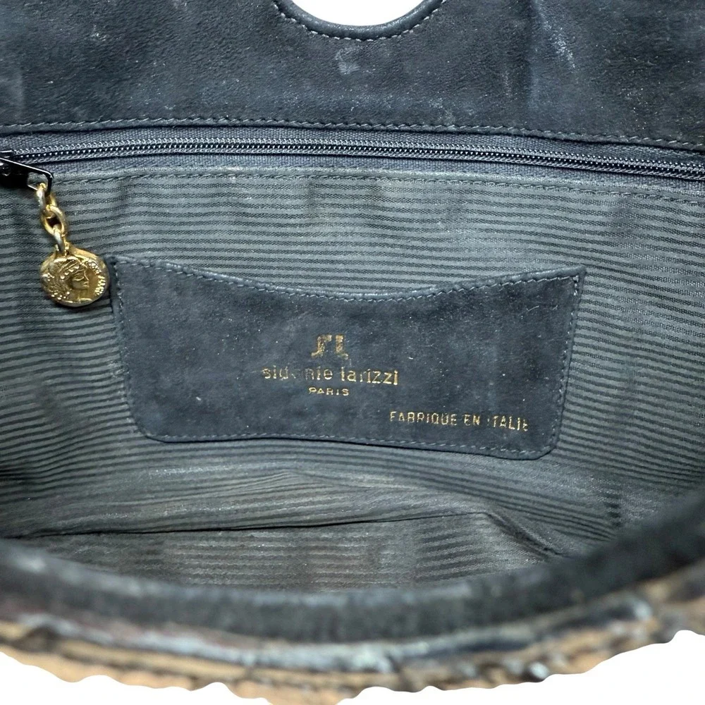 Vintage 1980's Sidonie Larizzi Paris Suede‎ Croc Embossed Avant Garde Bag RARE
